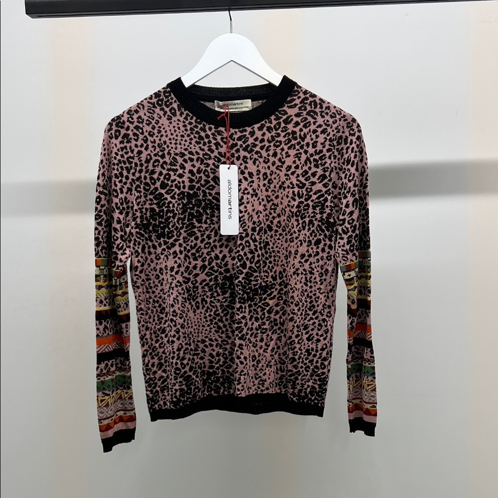 NWT Aldo Martins Pink Leopard Print Sweater